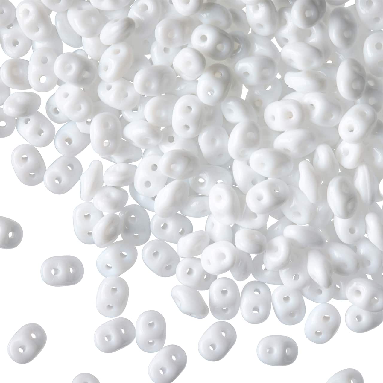 12 Pack: John Bead White Superduo Czech Glass Oval Beads, 18mm